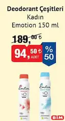 EMOTİON DEODORANT ÇEŞİTLERİ KADIN 150 ML fiyat ve kampanya bilgisi